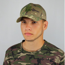 Ukrainian Armed Forces cartoon cap with coat of arms, tactical baseball cap, army military camouflage cartoon, with 3D trident