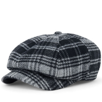 Newsboy Cap чоловіча італійська вовна, кашкет Gatsby стиль D.Hats, осіння зимова кепка восьмиклинка, елегантна хуліганка чорна клі