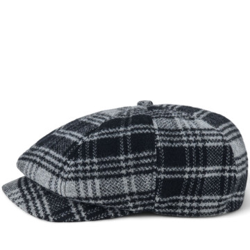 Newsboy Cap чоловіча італійська вовна, кашкет Gatsby стиль D.Hats, осіння зимова кепка восьмиклинка, елегантна хуліганка чорна клі