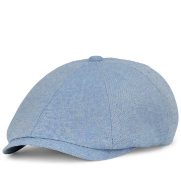 Кепка хуліганка дитяча льон 100% | Восьмиклинка newsboy cap літня | для хлопчика та дівчинки | розміри 52–54 | блакитна