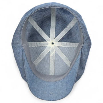 Кепка хуліганка дитяча льон 100% | Восьмиклинка newsboy cap літня | для хлопчика та дівчинки | розміри 52–54 | блакитна