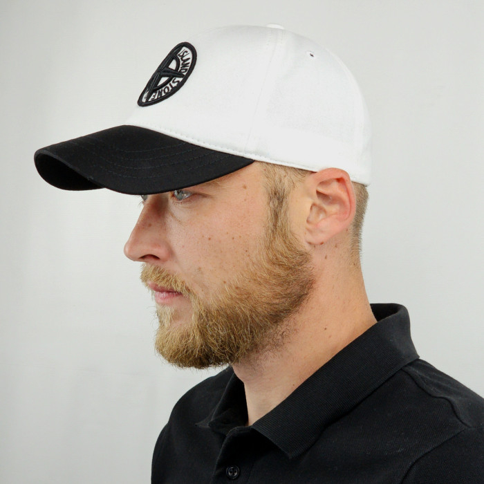 Stone Island cap, men's baseball cap, black and white, with embroidered 3D logo