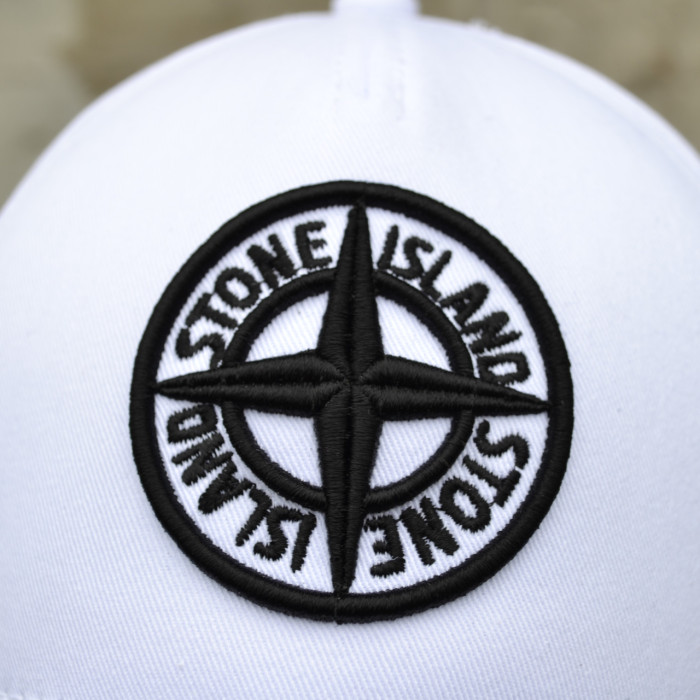 Stone Island cap, men's baseball cap, black and white, with embroidered 3D logo