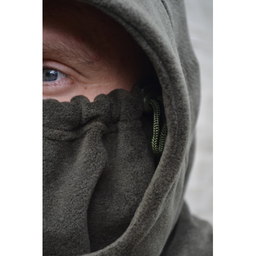 Olive khaki balaclava, warm fleece balaclava, winter balaclava with adjustable mask on clips, Ukrainian Armed Forces balaclava