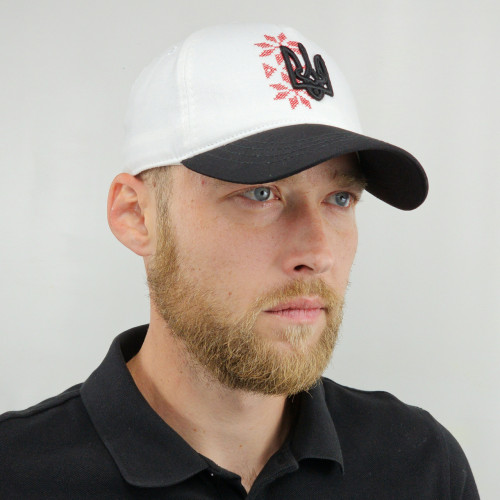 Women's summer baseball cap, black and white, with embroidery and black 3D trident Women's summer baseball cap, black and white, with embroidery and black 3D trident