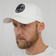 Кепка літня Stone Island бейсболка чоловіча молочного кольору з вишитим 3Д логотипом