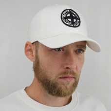 Кепка літня Stone Island бейсболка чоловіча молочного кольору з вишитим 3Д логотипом