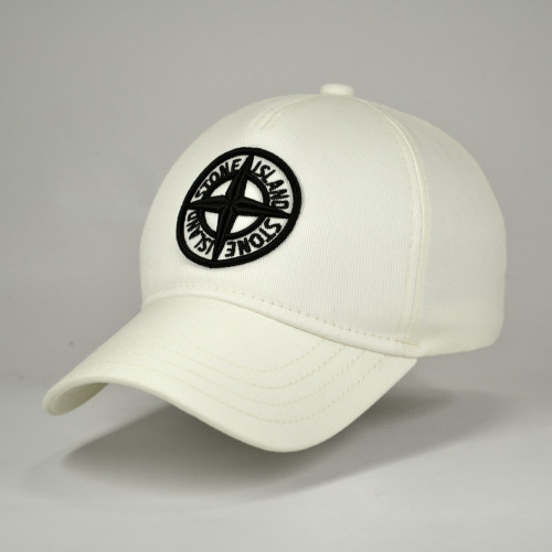 Кепка літня Stone Island бейсболка чоловіча молочного кольору з вишитим 3Д логотипом