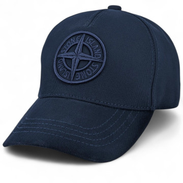 Кепка бейсболка Stone Island чоловіча темно-синя 100% котон 3D вишивка логотипу весна-літо-осінь