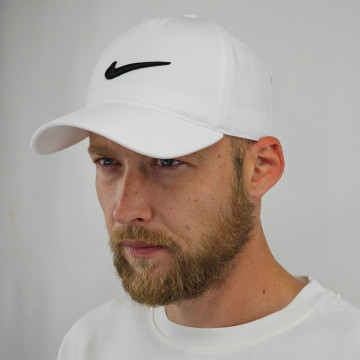 Кепка бейсболка чоловіча (біла) молочна з вишитим логотипом 3D NIKE найк