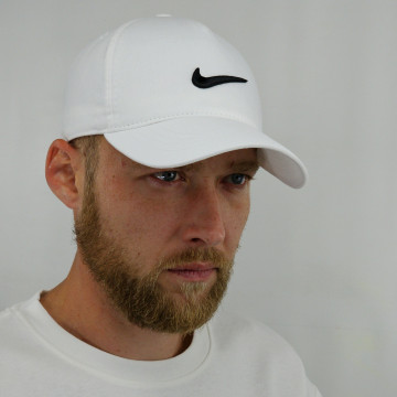 Кепка бейсболка чоловіча (біла) молочна з вишитим логотипом 3D NIKE найк