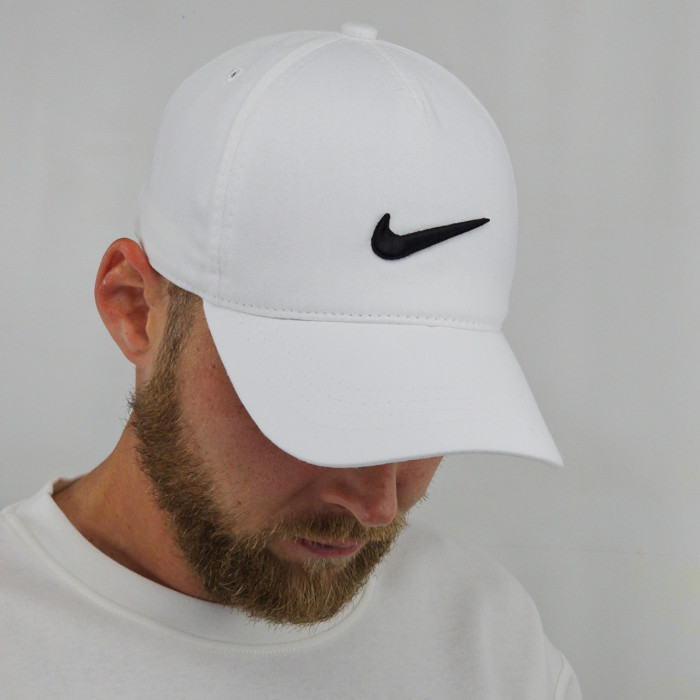 Кепка бейсболка чоловіча (біла) молочна з вишитим логотипом 3D NIKE найк