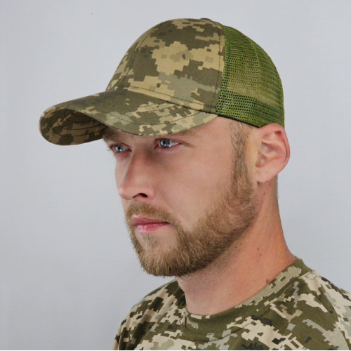 Кепка піксель, літня камуфляжна, військова, камуфляж піксель ЗСУ, бейсболка з сіткою Кепка піксель, літня камуфляжна, військова, камуфляж піксель ЗСУ, бейсболка з сіткою