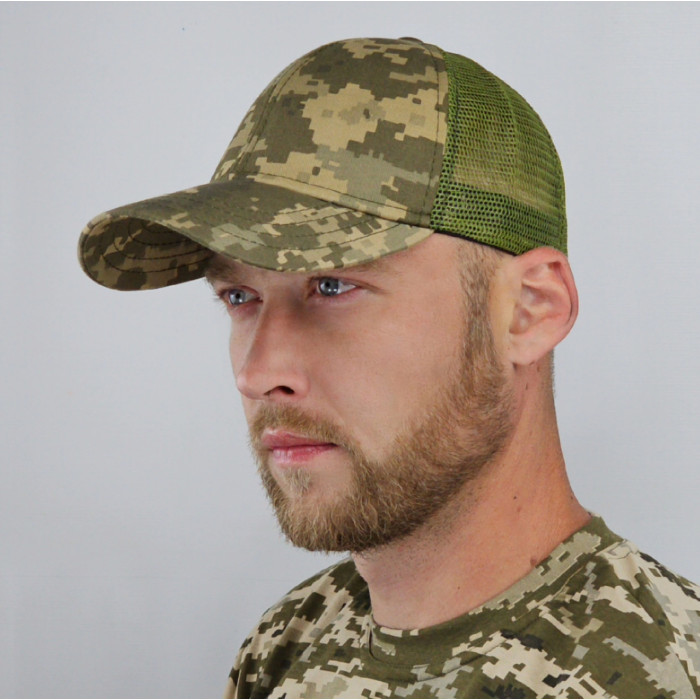 Кепка піксель, літня камуфляжна, військова, камуфляж піксель ЗСУ, бейсболка з сіткою Кепка піксель, літня камуфляжна, військова, камуфляж піксель ЗСУ, бейсболка з сіткою