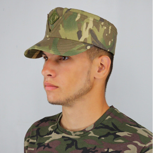 Кепка мазепинка мультикам ЗСУ з кокардою, кепка армійська австрійка, кепка ЗСУ мультикам