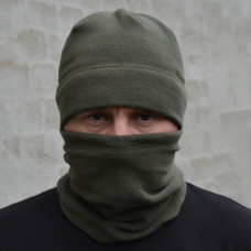 Шапка + БАЛОКЛОВО. ФЛИСОВЫЙ КОМПЛЕКТ. , шапка подкасник тактическая военная, баф хаки ВСУ