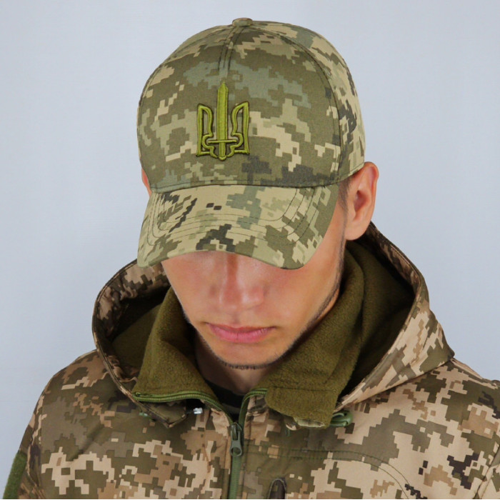 Кепка ЗСУ піксель з гербом, бейсболка тактична армійська військова камуфляжна, з ЗD тризубом Кепка ЗСУ піксель з гербом, бейсболка тактична армійська військова камуфляжна, з ЗD тризубом