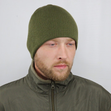 Шапка підшоломник в'язана на флісовій підкладці, шапка ЗСУ осінь / зима, шапка хакі олива тактична тепла