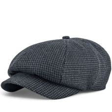 Men's eight-blade cap Italian Wool, fashionable hooligan D.Hats autumn-winter, classic newsboy cap black check, high-quality cap Vlad