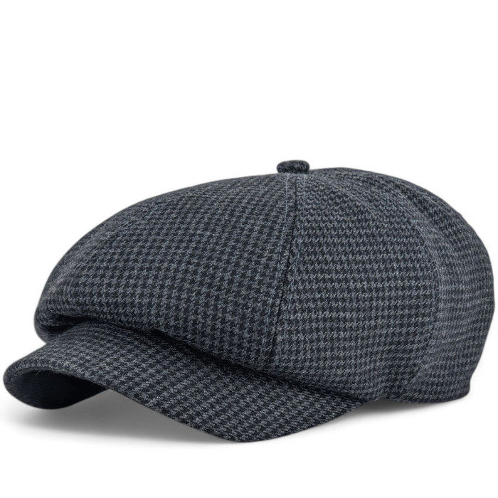 Чоловічий картуз-восьмиклинка Italian Wool, модна хуліганка D.Hats осінь-зима, classic newsboy cap чорна клітка, якісна кепка Vlad