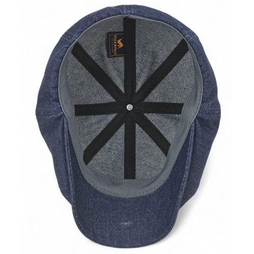 Men's eight-bladed hooligan cap, denim blue, summer, unlined, cotton, own production
