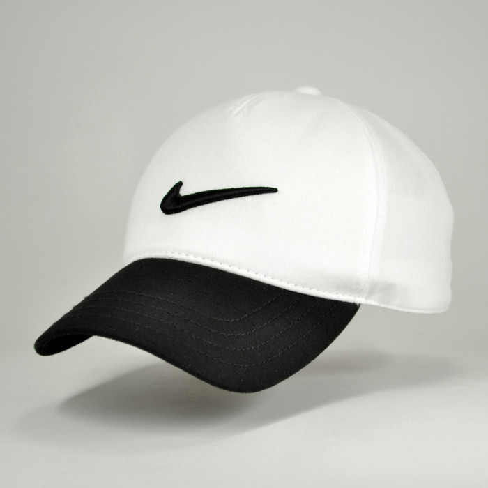 Кепка літня найк бейсболка чоловіча чорно біла з вишитим 3Д логотипом NIKE