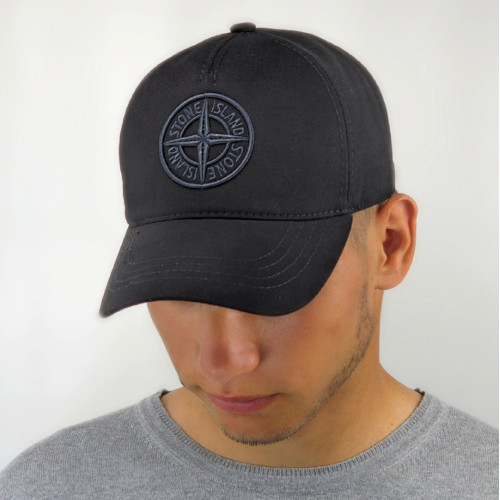 Кепка бейсболка Stone Island мужская черная с вышитым 3Д логотипом Кепка бейсболка Stone Island мужская черная с вышитым 3Д логотипом
