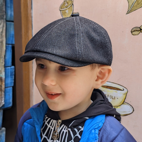 Children's black hooligan cap | Jeans 100% cotton | Spring Autumn | Own production Children's black hooligan cap | Jeans 100% cotton | Spring Autumn | Own production