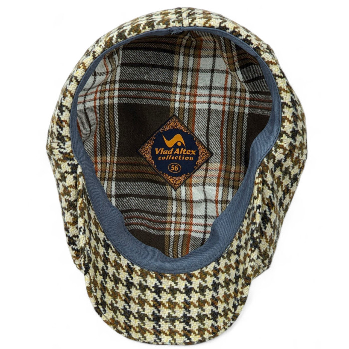 Hooligan eight-blade tweed, Gatsby cap, Cap with paw print brown-beige