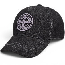 Кепка Stone Island чоловіча джинсова бейсболка з 3D вишивкою весна-осінь