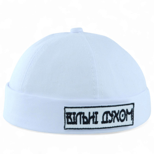 Docker cap Кепка докера без козирка зі змінними липучками, біла бейсболка, 2 липучки в комплекті Docker cap Кепка докера без козирка зі змінними липучками, біла бейсболка, 2 липучки в комплекті