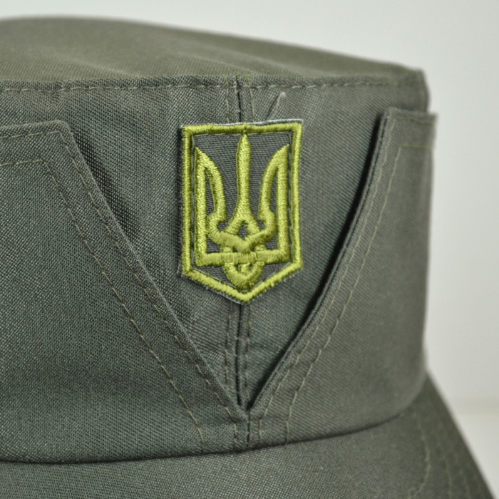 Кепка мазепинка олива ЗСУ з кокардою, кепка армійська австрійка, кепка ЗСУ олива / хакі
