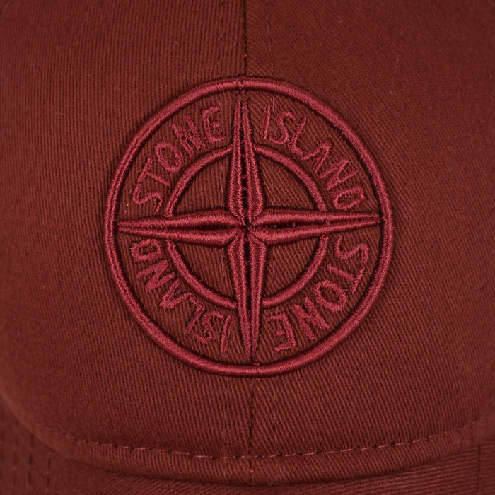 Бейсболка Stone Island бордо чоловіча з 3D вишивкою, котон, розміри 56-60, весна осінь